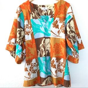 Jude Connally Top w/Kimono Sleeves v- neck  L